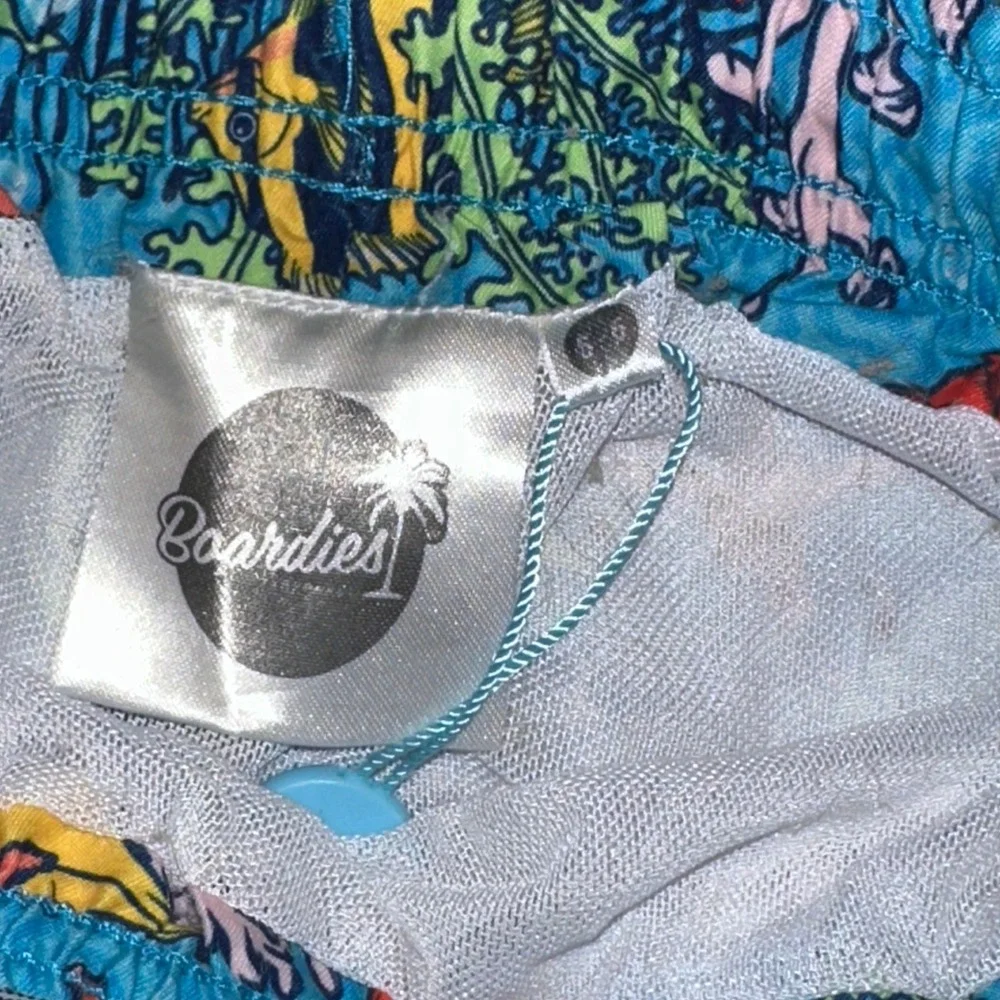 Boardies Kids Blue Coral Reef Tropical Fish Swim Trunks‎ Shorts Size 5-6Y